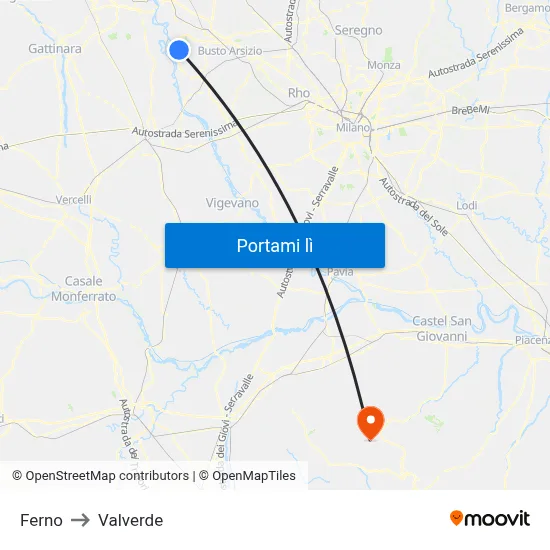 Ferno to Valverde map