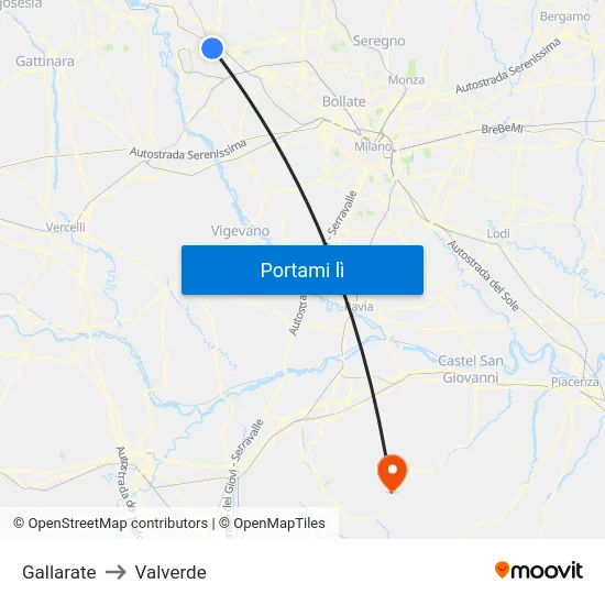 Gallarate to Valverde map