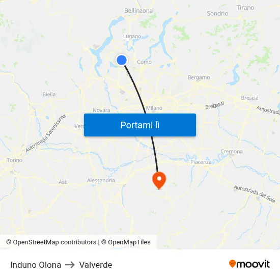 Induno Olona to Valverde map