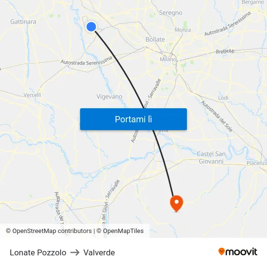 Lonate Pozzolo to Valverde map