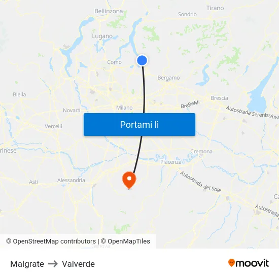 Malgrate to Valverde map