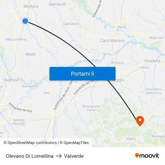 Olevano Di Lomellina to Valverde map