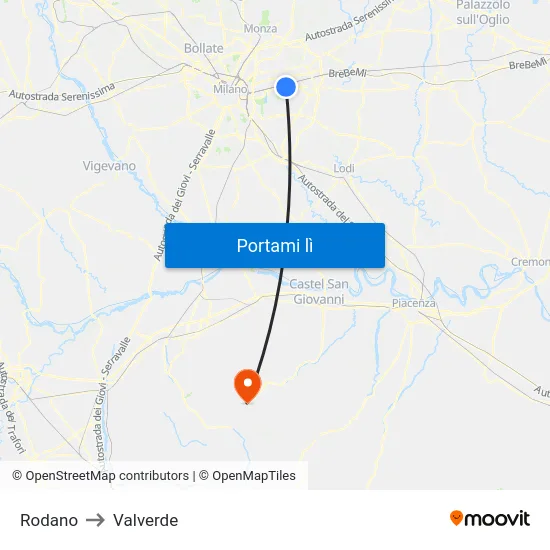 Rodano to Valverde map