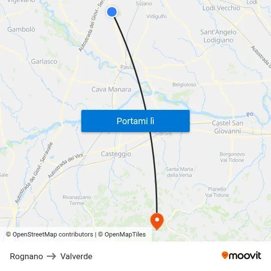 Rognano to Valverde map