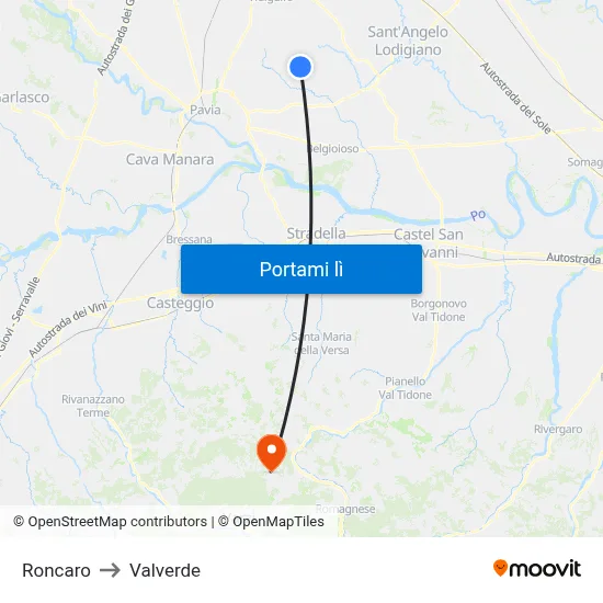 Roncaro to Valverde map