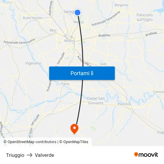 Triuggio to Valverde map