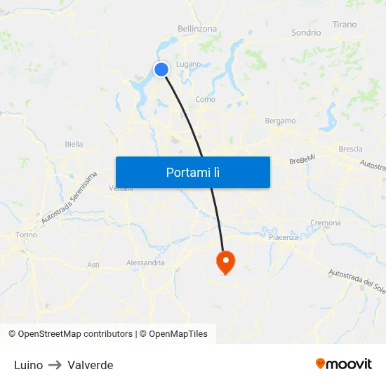 Luino to Valverde map