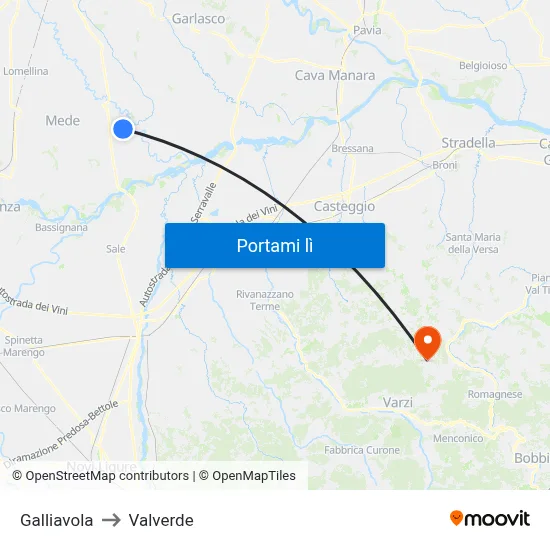 Galliavola to Valverde map