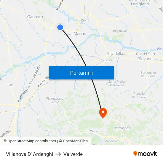 Villanova D' Ardenghi to Valverde map
