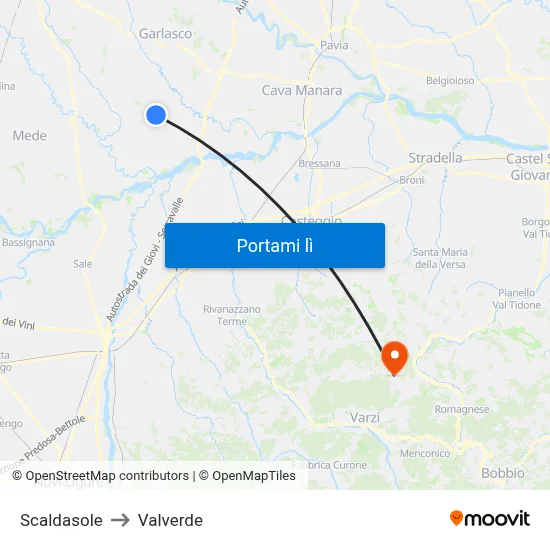 Scaldasole to Valverde map