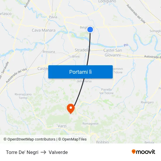 Torre De' Negri to Valverde map