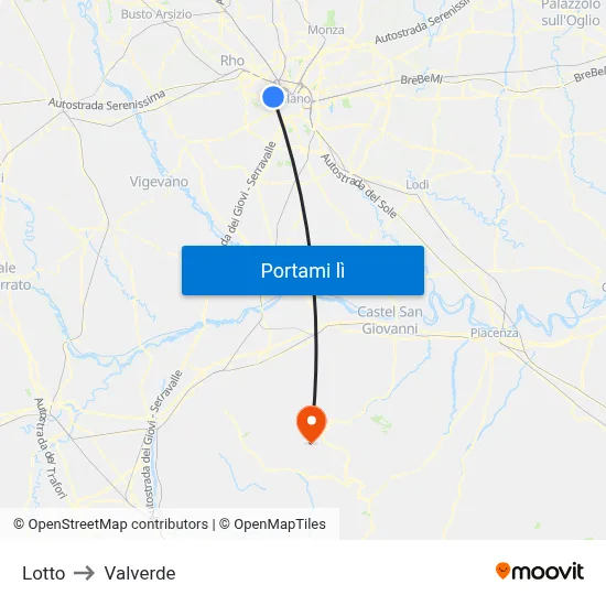 Lotto to Valverde map