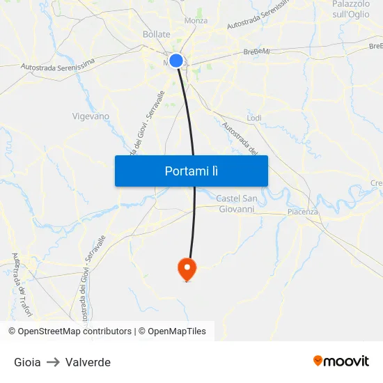 Gioia to Valverde map