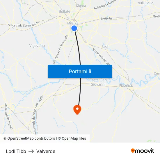Lodi Tibb to Valverde map