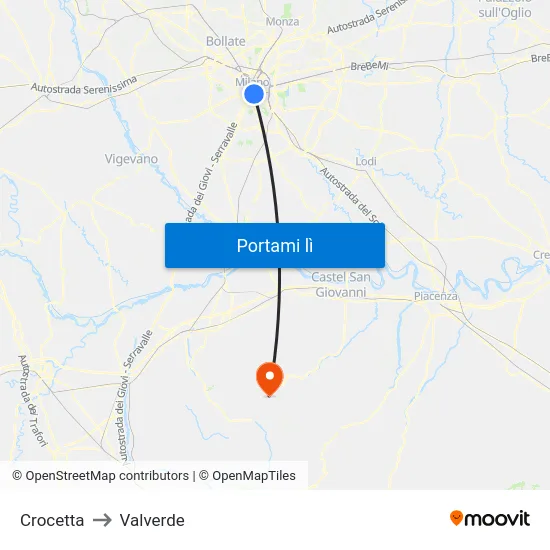Crocetta to Valverde map