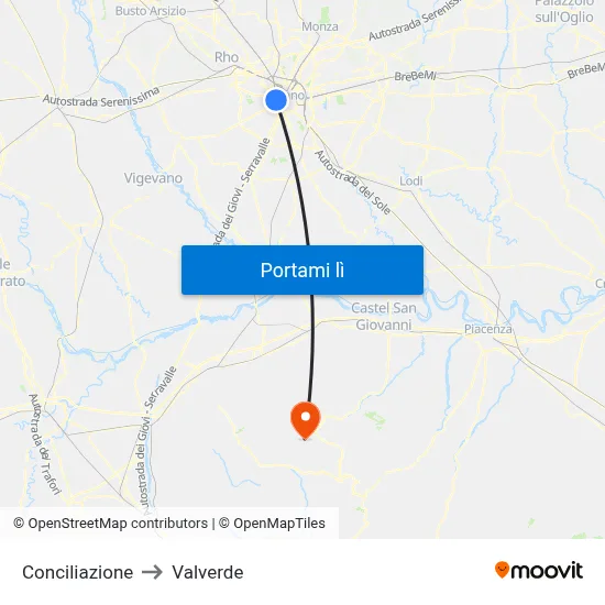 Conciliazione to Valverde map