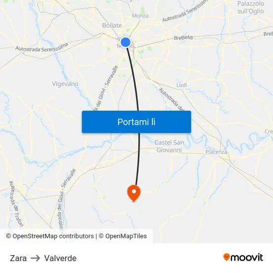 Zara to Valverde map