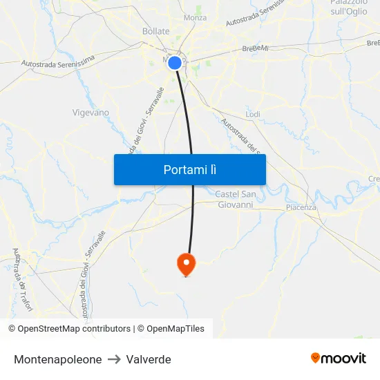 Montenapoleone to Valverde map