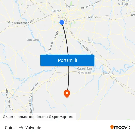 Cairoli to Valverde map
