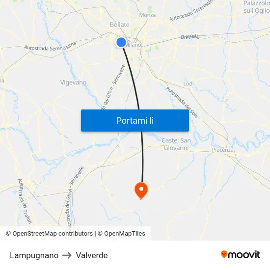 Lampugnano to Valverde map