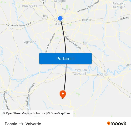 Ponale to Valverde map
