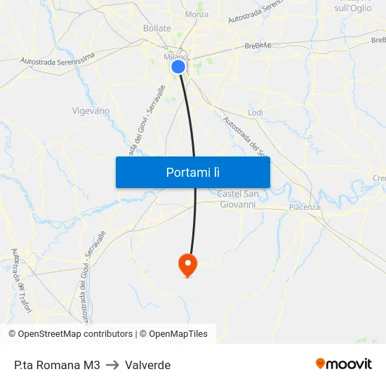 P.ta Romana M3 to Valverde map