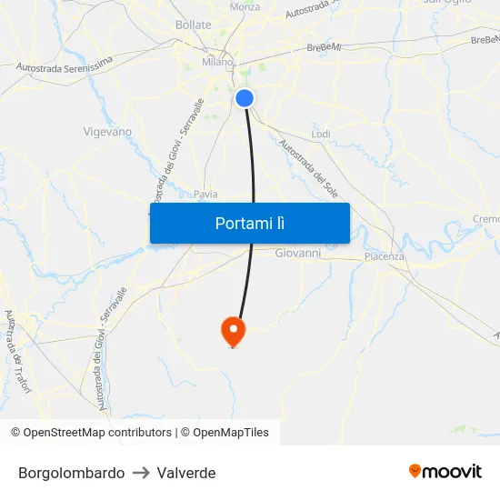 Borgolombardo to Valverde map
