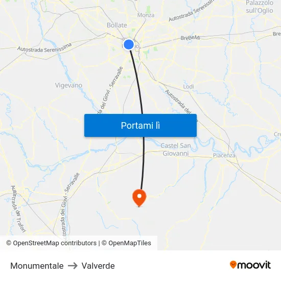 Monumentale to Valverde map