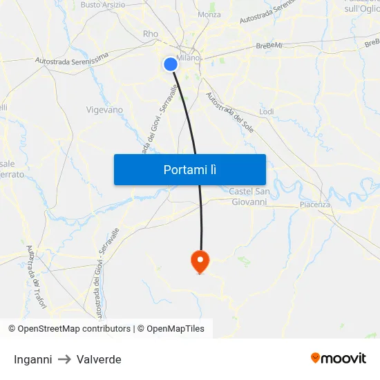 Inganni to Valverde map