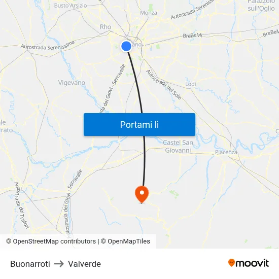 Buonarroti to Valverde map