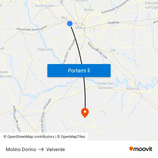 Molino Dorino to Valverde map