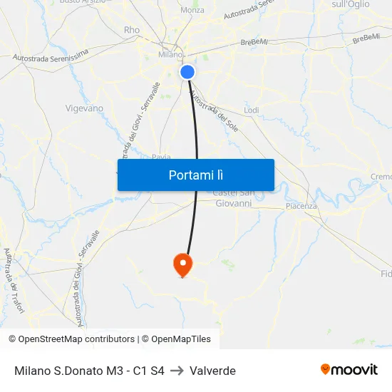 Milano S.Donato M3 - C1 S4 to Valverde map