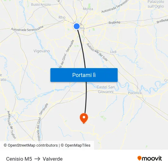 Cenisio M5 to Valverde map