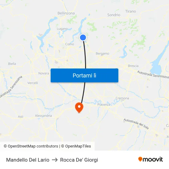 Mandello Del Lario to Rocca De' Giorgi map