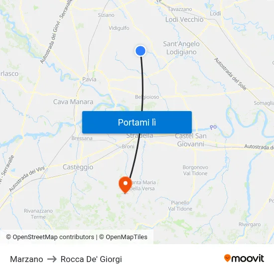 Marzano to Rocca De' Giorgi map
