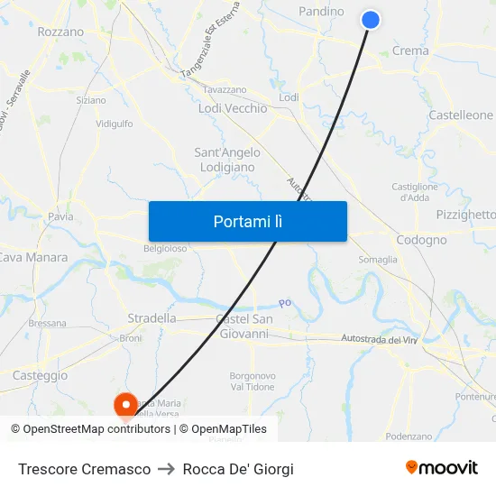 Trescore Cremasco to Rocca De' Giorgi map