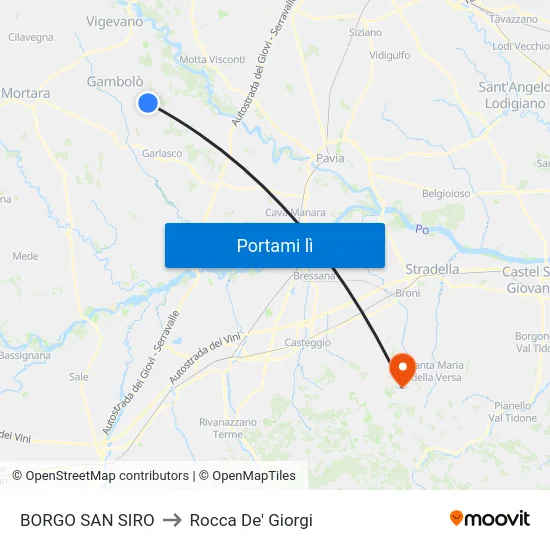 BORGO SAN SIRO to Rocca De' Giorgi map