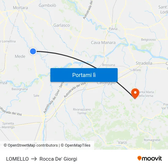LOMELLO to Rocca De' Giorgi map