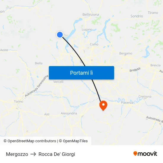 Mergozzo to Rocca De' Giorgi map