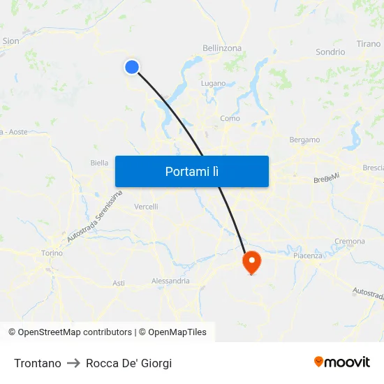 Trontano to Rocca De' Giorgi map