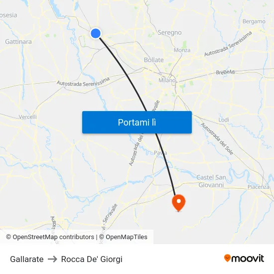 Gallarate to Rocca De' Giorgi map