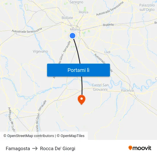 Famagosta to Rocca De' Giorgi map