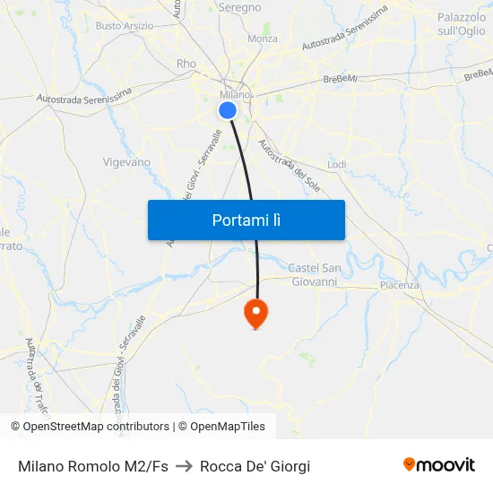 Milano Romolo M2/Fs to Rocca De' Giorgi map