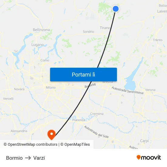 Bormio to Varzi map