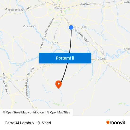 Cerro Al Lambro to Varzi map