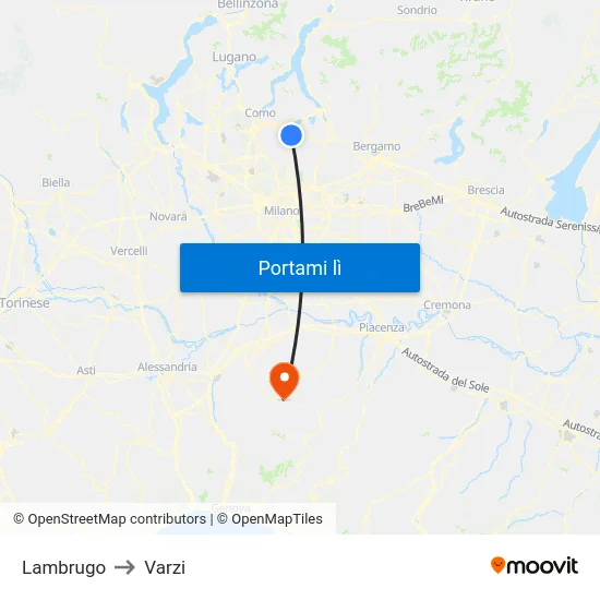 Lambrugo to Varzi map