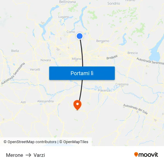 Merone to Varzi map