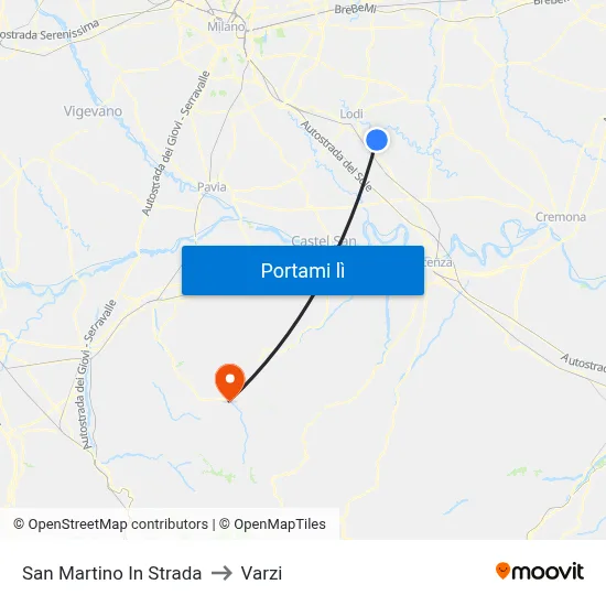 San Martino In Strada to Varzi map
