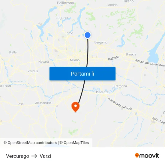 Vercurago to Varzi map
