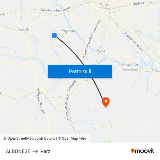 ALBONESE to Varzi map